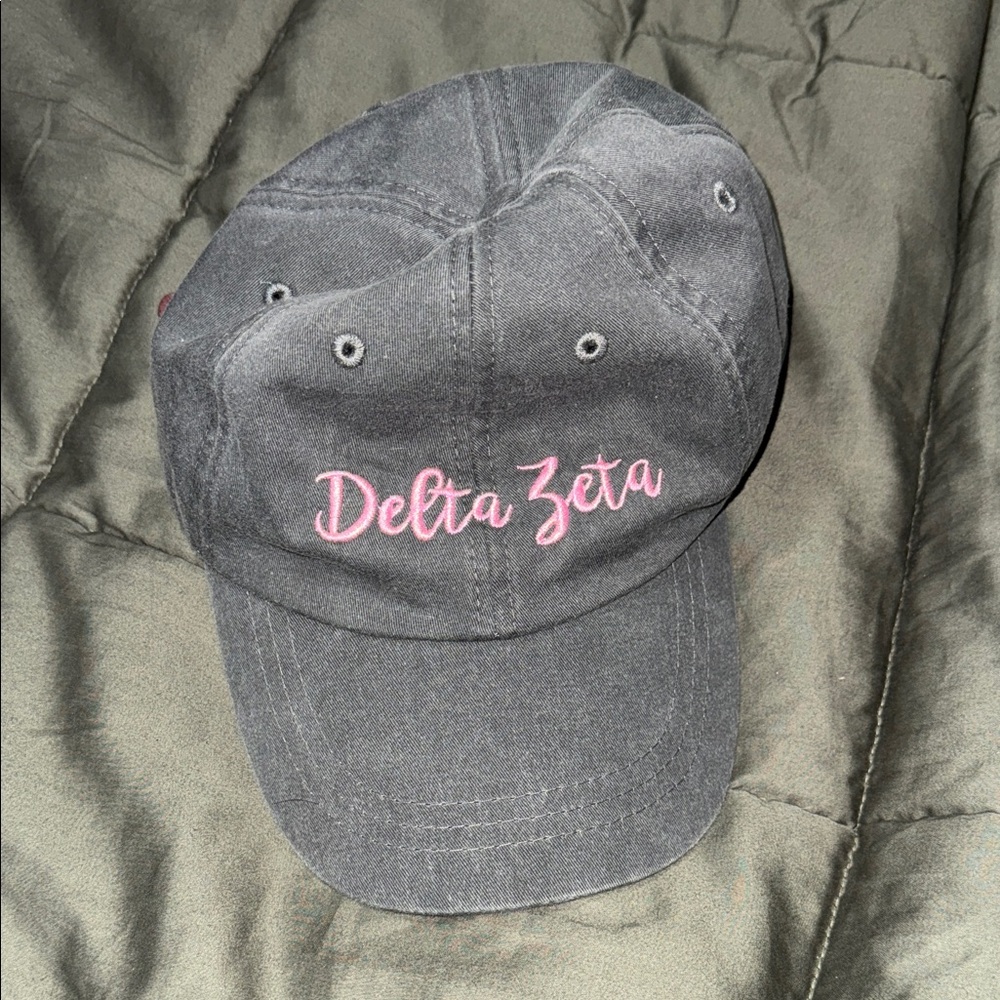 Gray Cap with Pink Embroidery for Delta Zeta